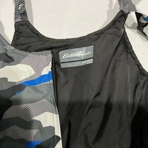 Boys ski bib 10/12 Eddie Bauer blue black camo